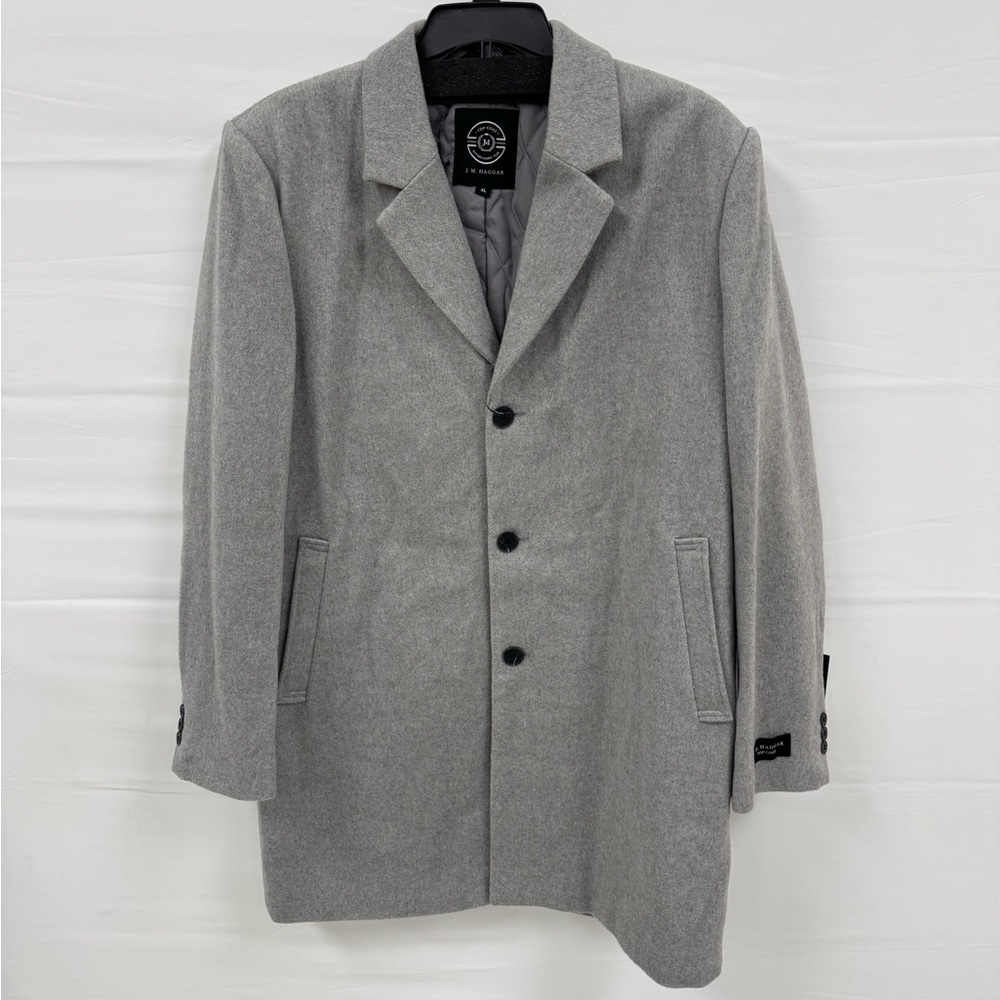 Haggar Premium Mens Topcoat, Heather Grey, Sz XL, NWT